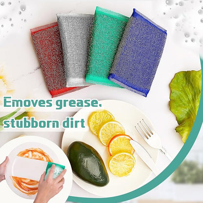 Thyle 8 Pack Kitchen Steel Scrubbing Sponges, Heavy Duty Non Scratch Metal Scrub Pads, Reusable Cleaning Sponges for Dishes, Pots, Pans, Sink and Tough Hard Stains (Multicolored)