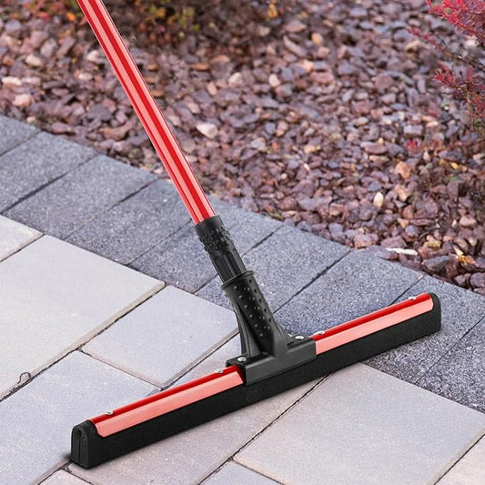20" Rubber Flex Blade Floor Squeegee Red Steel Handle