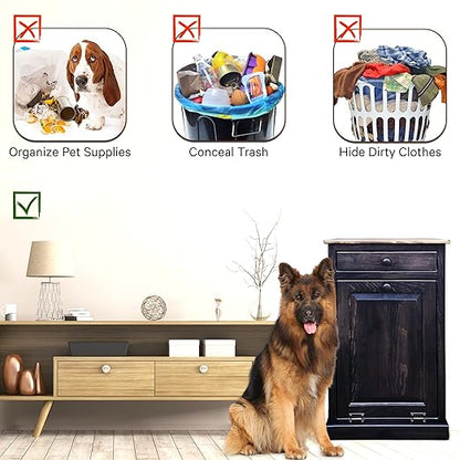 Peaceful Classics Tilt Out Trash Cabinet - Wooden Pull Out Cabinet, Decorative Trash Bin for Kitchen, Bedroom, & Home Patio (Mocha)