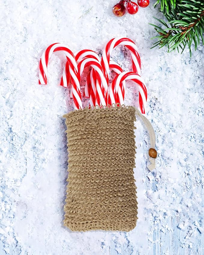 3pcs Soap Bag Net Pouch Saver Pocket Soap Lifting Pads Natural Sisal Jute Foaming Mesh Body Scrubber Bath Exfoliator Exfoliating Drying Soap Holder for Shower Gift DIY Craft (9x14cm, Brown)