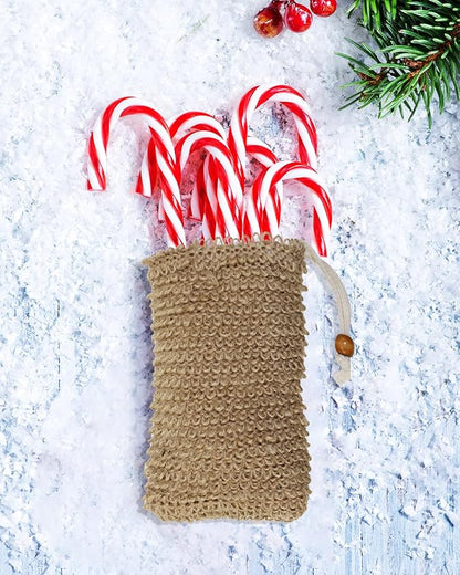 3pcs Soap Bag Net Pouch Saver Pocket Soap Lifting Pads Natural Sisal Jute Foaming Mesh Body Scrubber Bath Exfoliator Exfoliating Drying Soap Holder for Shower Gift DIY Craft (9x14cm, Brown)