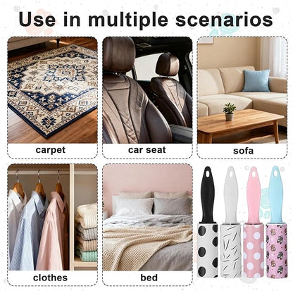 12 PCS Mini Lint Roller 360 Sheets Rollers for Pet Hair Extra Sticky Travel Size Pet Hair Remover Compact Lint Roller for Clothes Portable Sticky Remover Dust Furniture Car Seat Gift Bags