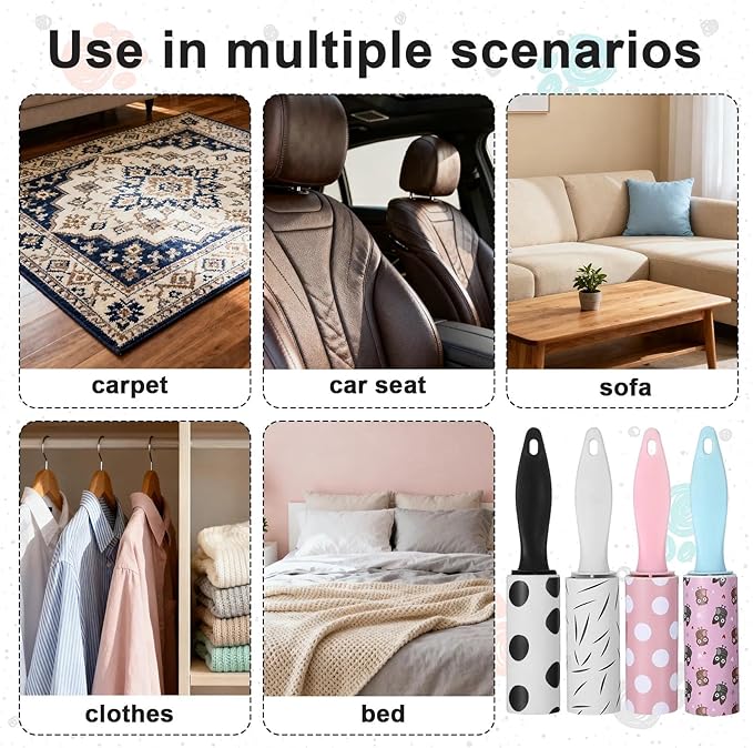 36 PCS Mini Lint Roller 1080 Sheets Rollers for Pet Hair Extra Sticky Travel Size Pet Hair Remover Compact Lint Roller for Clothes Portable Sticky Remover Dust Furniture Car Seat Gift Bags