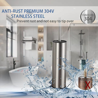 Toilet Brush and Holder,Stainless Steel Toilet Brushes for Bathroom with Holder 2pack Brushed Nickel