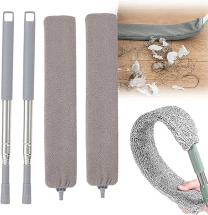 Retractable Gap Dust Cleaner, Extendable Microfiber Duster with Bendable & Removable Head, 2025 New Reusable Washable Dusting Wand for Home,Ceiling,Blinds,Under (2pcs)