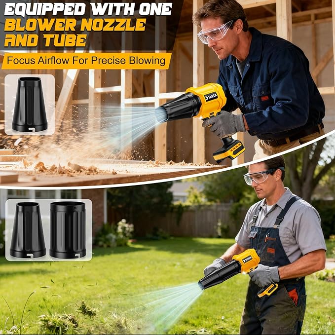 Cordless Leaf Blower Compatible for Dewalt 20V Battery(NO Battery), Mini Turbo Jet Blower with 2 Nozzles, Lightweight & One-Hand Use, for Patio Garage Yard Shop Cleaning Car Dryer(Tool Only)