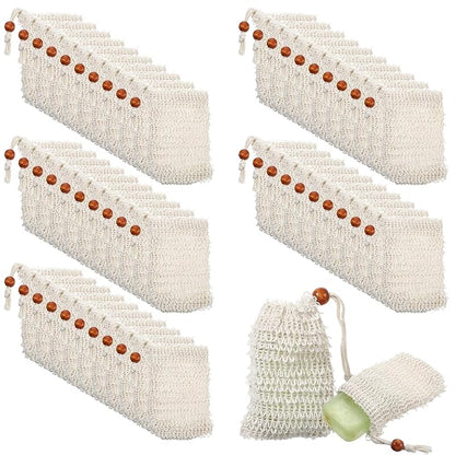 Molain 50 Pack Soap Bags, Natural Sisal Soap Saver Bag, Bar Soaps Pouch for Exfoliating, Foaming, and Drying