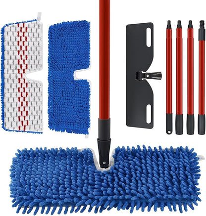 Microfiber Dust Mop Set for Floor Cleaning, Flat Mop for Wet & Dry to Clean Washable Flip Mops Pad for Ocedar Hardwood Floor 'N More 3-Action Mop, Adjustable 58" Mops Handle & 2 Reusable Refill & Base