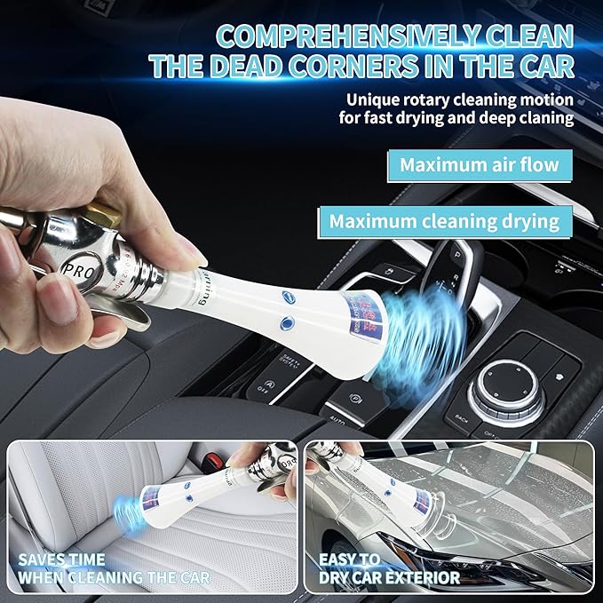 GOCCIDA Tornado mini,Car Cleaning Gun Trumpet Head High Pressure Dryer Blow Gun,Car Cleaning Air Gun Kit,Vortex Air Cleaning Tool for Quickly Blasts Dirt