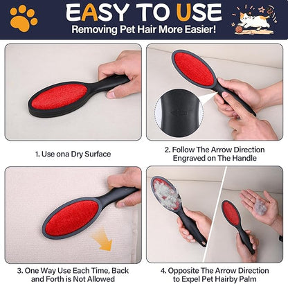 2 Pack Magic Lint Brush for Pet Hair, Double Sided Reusable Velvet Lint Remover for Clothes, Couch, Furniture & Upholstery, Dog & Cat Fur Cleaner, No Sticky Roller Refills Needed