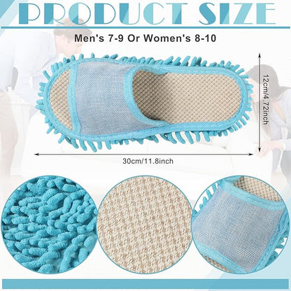 Wesiti 4 Pairs Washable Mop Slippers Microfiber Funny Mop Shoes Floor Cleaning Slippers for Women Home Floor(Simple,Brown, Blue, Purple, Beige)