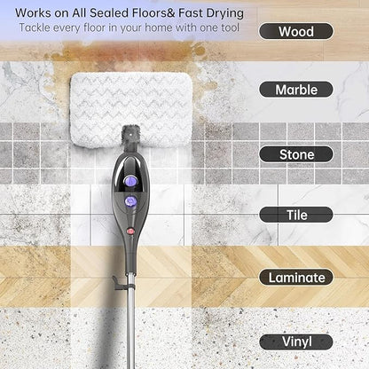 Steam Mop,12 in 1 Steam Cleaner for Home,15s Fast Heat-Up Steam Mops for Floor Cleaning with 180° Adjustable Mop Head,Detachable Handheld Steamer for Hardwood,Tile,Carpet, Clothes,Windows & Furniture