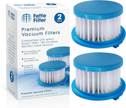 Fette Filter - A32F02 HEPA Filter Compatible with Ryobi ONE+ 18V Cordless Wet/Dry Hand Vacuum PCL702 PCL702B PCL702K. Compare to Part #A32F02. Pack of 2
