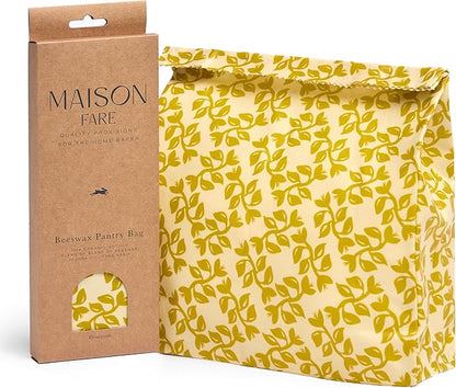 XL Beeswax Bag for Sourdough Bread, Produce & Cheese - Sustainble & Reusable Homemade Food Storage Container Made with Organic Cotton & Beeswax Liner, No Plastic