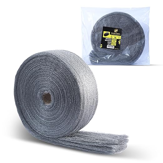 5 LB Grade 0000 SIMBA Steel Wool Reel, Very FINE - 3.5 in x 115 FT, Multi-use for Cleaning, Rust Removal, Wood Buffing, Metal Finish, V.F 5 LB - (2.27kg)
