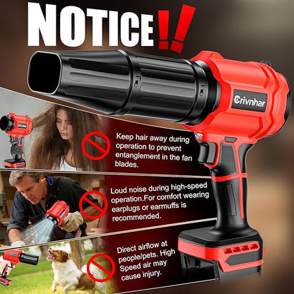 Cordless Leaf Blower Compatible for Milwaukee 18V Battery - Brushed Motor(Tool Only), 30,000 RPM Variable Speed Mini Garden Blowers with LED + 2 Nozzles, for Leaves, Dust, Driveway, Patio, Lawn, Deck