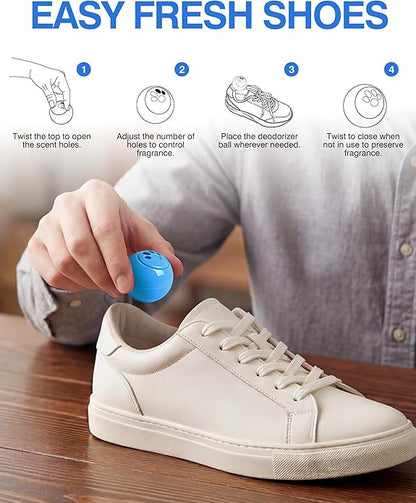 Jevvu Shoe Deodorizer Balls, 10 Pack Odor Eliminator for Shoes, Sneakers, Boots, Gym Bags and Lockers