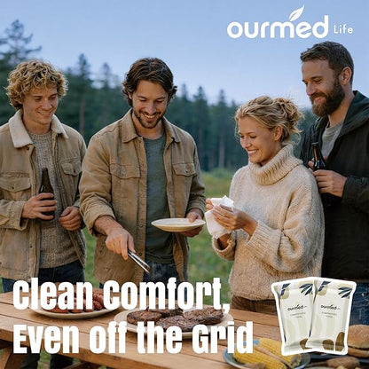 Ourmed Life Mini Compressed Towel Tablets, Disposable Washcloths, Individually Wrapped Mini Tablets, Expands with Water, Soft & Lint-Free, 12 x 10 Inch, Travel Size (56 Count)
