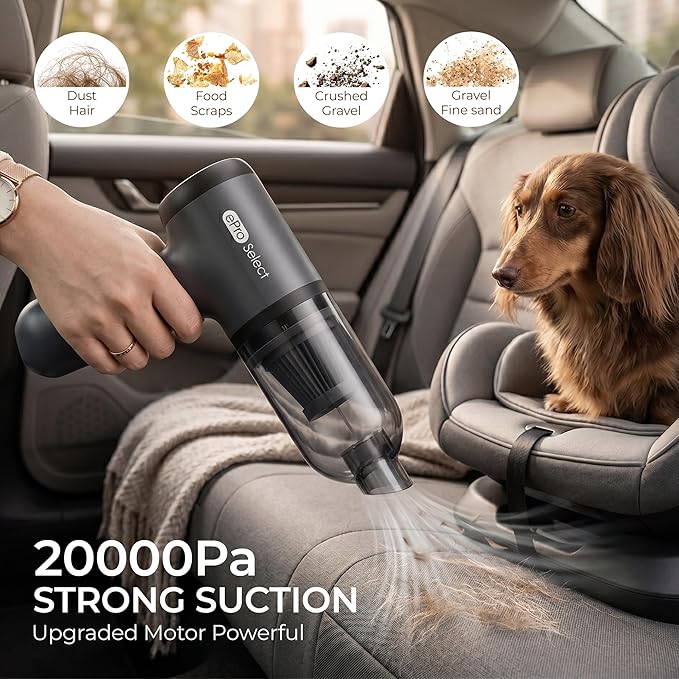 Handheld Vacuum Cordless, 12000Pa 75W Mini Vacuum with Blower Function, 24 Mins Runtime, 0.14L Dust Bin, Compact Design with Multi-Accessories for Stairs, Car and Home
