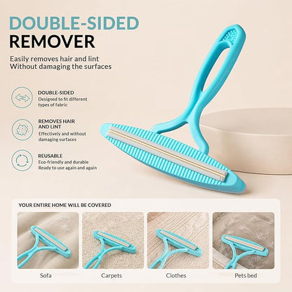 3 Pack Set Pet Hair Removal Tool – Reusable Carpet Rake Set with Long Handle, Dual-Sided Scraper & Detail Tool for Carpet, Furniture, Car & Embedded Dog & Cat Hair