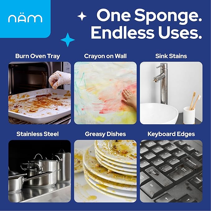 Melamine Sponge 50 Pack, Extra Dense Magic Cleaning Sponge Bulk for Kitchen, Bathroom, Walls, Baseboards, Sink, Bathtub & Floor – Multi Surface Eraser Pads for Grease, Scuff Marks & Stains