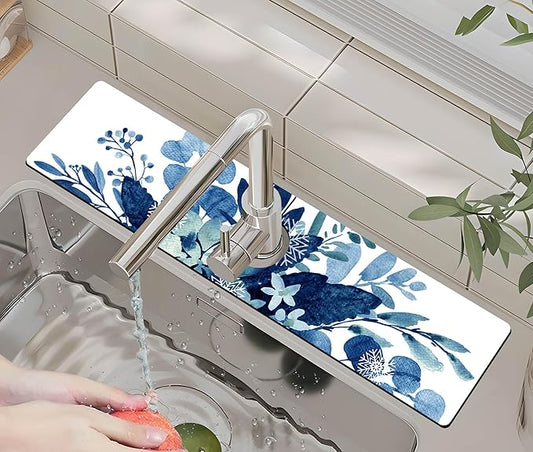 Kitchen Sink Splash Guard Faucet Mat -1 PC Super Absorbent Fast Drying Mat Sink Gadgets-Splash Guard Behind Faucet Drip Catcher for Kitchen, Bathroom,Sink Mat, Dish Drying Mat, Bathroom(23.5" X 5.5" )