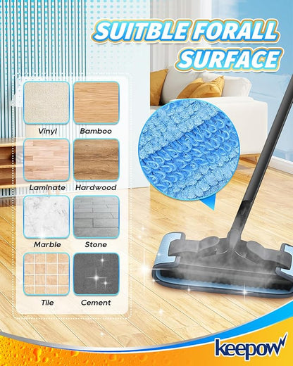 KEEPOW 4PACK Reusable Microfiber Mop Pads Compatible with Wagner 905e, 915e & 925e Steamers, Steam Mop Pads Compatible with TVD/STEAMBOT & Other Steamer Mop, Double-Sided Use (Mop is Not Included)