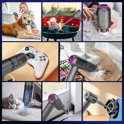 7000Pa Mini Car Vacuum: 4-in-1 Handheld Vacuum Cordless & Compressed Air Duster & Inflator Pump, 3-Speed Portable High Power Cleaning Kit for Car Detailing, Computer Keyboard, Sewing Machine, Office
