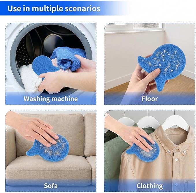 4Pcs Pet Hair Remover for Laundry, Dog & Cat Hairs Remover Tool, Reusable Catcher Effectively Removes Pet Hair, Lint and Dander from Bedding and Clothing, Suitable for Washing Machines