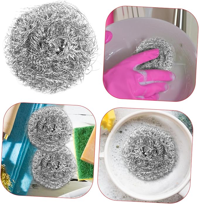 4Pcs Stainless Steel Scourers Heavy Duty Kitchen Cleaning Balls for Effortless Dish and Pot Scrubbing Silver Scrubbers for Household Use