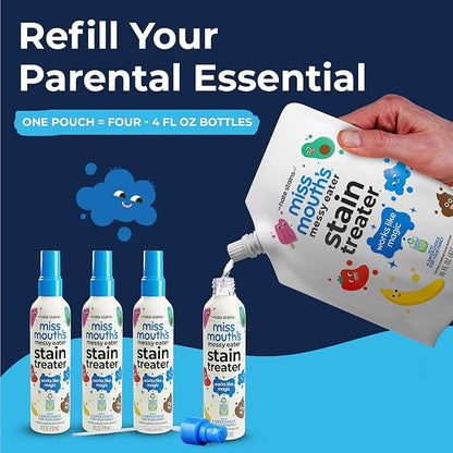 Miss Mouth's Messy Eater Stain Treater 16oz Bottle and Refill and 2 Pack To Go Instant Stain Remover Pen Bundle