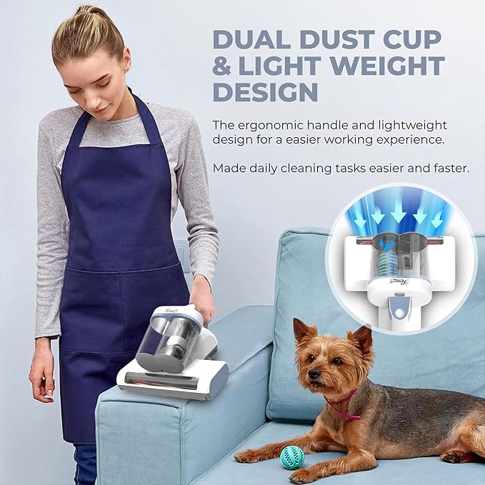 Rosewill Mattress Vacuum Cleaner: UV-C Light & High Heating Tech, 350W 13Kpa Strong Suction, Deep Cleaning Bed Handheld Vacuums for Sofa/Bed/Pet Hair, Corded - Sky Blue
