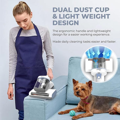 Rosewill Mattress Vacuum Cleaner: UV-C Light & High Heating Tech, 350W 13Kpa Strong Suction, Deep Cleaning Bed Handheld Vacuums for Sofa/Bed/Pet Hair, Corded - Sky Blue