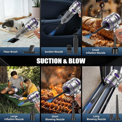 Car Vacuum Cleaner High Power - 22000PA Portable Car Vacuums 4 in 1 Compressed Air Duster & Blower Hand Held Vacuum Cordless with Brushless Motor for Cars Home Office Camping Ideal Gifts for Men women