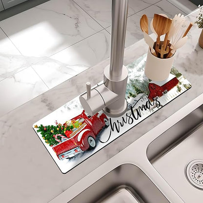 Kitchen Sink Splash Guard Faucet Mat -1 PC Super Absorbent Fast Drying Mat Sink Gadgets-Splash Guard Behind Faucet Drip Catcher for Kitchen, Bathroom,Sink Mat, Dish Drying Mat, Bathroom(15" X 5.5" )