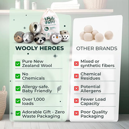 No More Dryer Sheets! XL Wool Dryer Balls 6-Pack, Reusable Laundry Softener & Static Reducer, Eco-Friendly, Long-Lasting, Safe for Sensitive Skin
