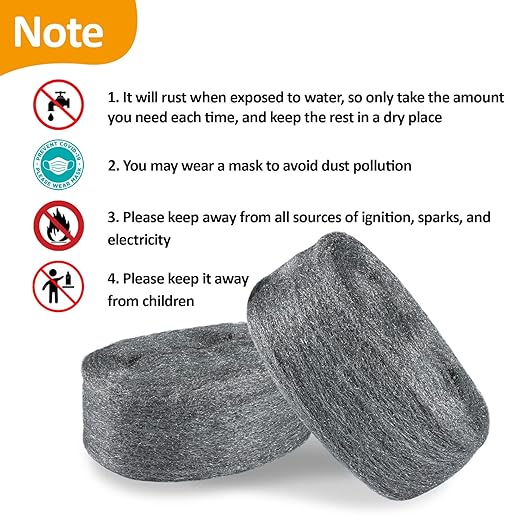 Sukh Steel Wool 0000 25oz(50ft) - 0000 Steel Wool for Glass Fine Steel Pads for Chrome or Wood Polishing Weep Hole Covers for Brick Walls Fill Fabric Metal Fabric Pad Mice Control