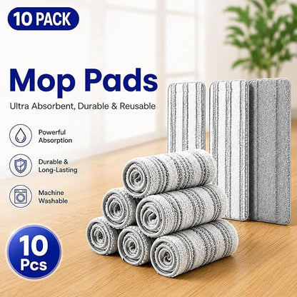 Blueark Replacement Mop Pads, Compatible with Swiffer PowerMop Multi-Surface Mop, Size:15''*4.53'', Grey, Pack of 10
