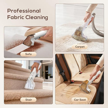 Portable Carpet & Upholstery Spot Cleaner Machine,15Kpa Deep Cleaning for Rug, Pet, Couch,Stairs & Car, Handheld Furniture Cleaner Machine with 2 Size BrushHead & Self-Cleaning System