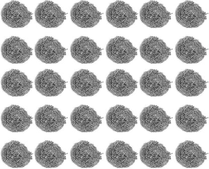 30PCS Stainless Steel Scrubbers Cleaning Balls, Heavy Duty Scouring Pads for Pots Pans Cookware, Non - Scratch Kitchen Cleaning Tool for Home Restaurant