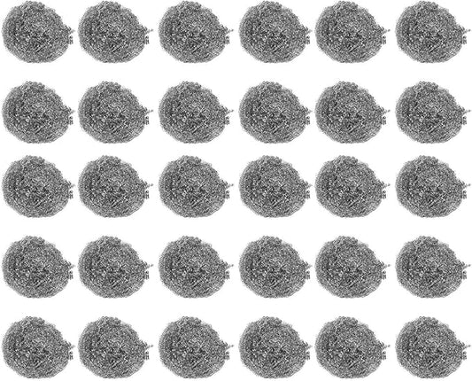 30PCS Stainless Steel Scrubbers Cleaning Balls, Heavy Duty Scouring Pads for Pots Pans Cookware, Non - Scratch Kitchen Cleaning Tool for Home Restaurant