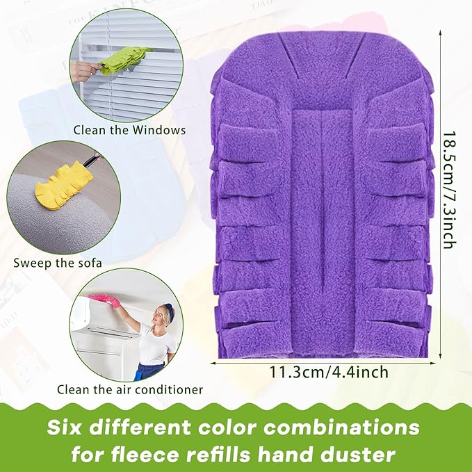 Zubebe 40 Pcs Duster Refill Reusable Fleece Duster Refills Feather Flat Dusters Multi Surface Washable Cleaning Pads Tools for Home, Blinds, Car, Pet, Furniture, Fans (Dark Color)