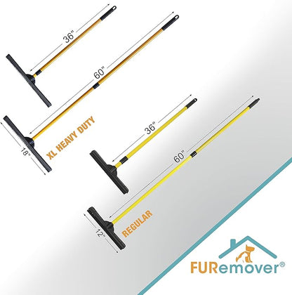 FURemover Pet Hair Removal Rubber Broom, 60" Handle 2-Piece Set