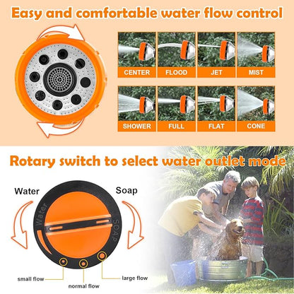 Upgrade Dog Washing Hose Attachment with Replacement Soap Bottle, 8 Spray Patterns Dog Wash Hose Attachment with Dog Washing Gloves, Suitable for Watering Plant, Patio, Cleaning, Showering Pet