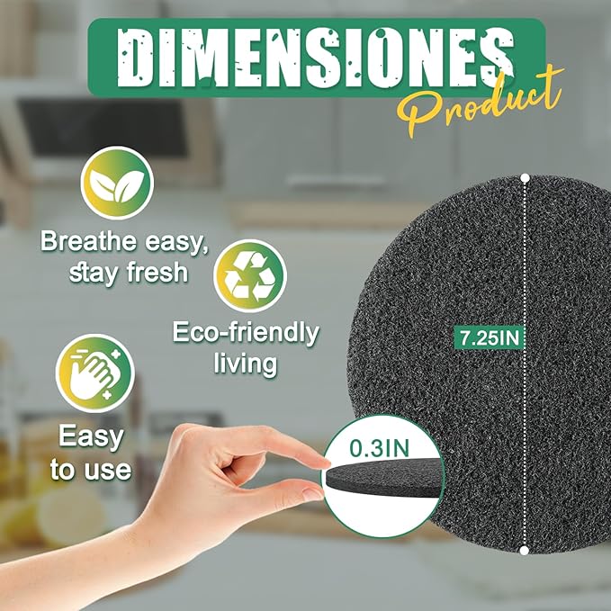 LMJP 7.25 Inch Charcoal Filters for 10 Pack Kitchen Countertop Compost Bins - Extra Thick 0.3" for Longer Lasting Activated Carbon