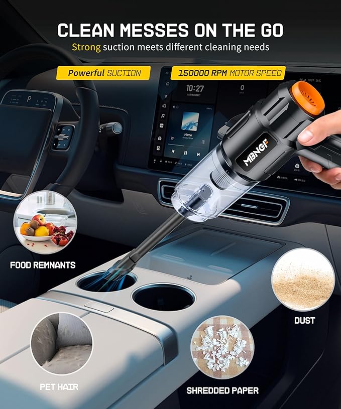 Car Vacuum Portable Cordless, High Power Suction & Blower, Handheld Vacuum Cleaner for Car, Home, Desktop, Keyboard,Birthday Gifts for Men Dad Husband(Fog Black)