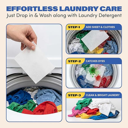 Zero Trace Color Catchers for Laundry - Protects Clothes with Color Dye Catcher,Run Remover, Color Grabbing and Color Bleed Remover for Clothes - 40 Sheets