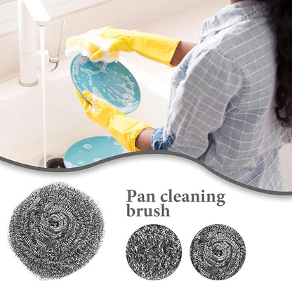 Beavorty 6pcs Stainless Steel Pot Cleaning Scrubbers Metal Wire Scrubbing Balls Dish and Pan Scrub Brush Set for Kitchen Stove and Heavy-Duty Household Cleaning