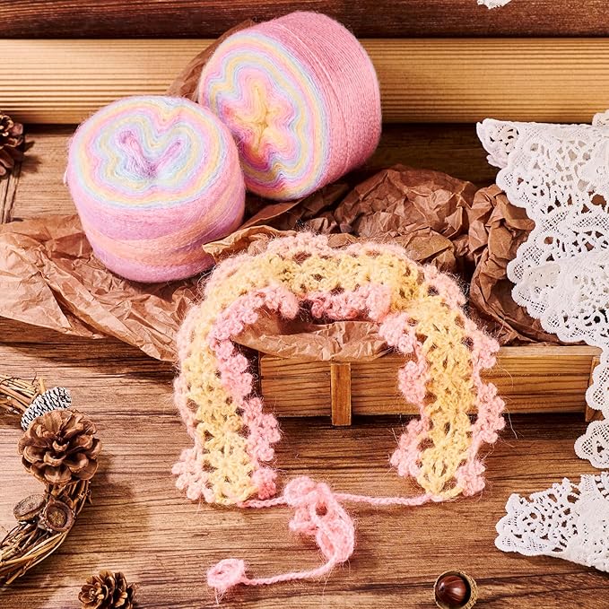 2 Roll Mohair Wool Yarn Soft for Crocheting Knitting Hand Washable Long Wool Yarn DIY Scarf Crochet Thread for Clothes Hats Sweater Scarf Craft Projects (Light Khaki)