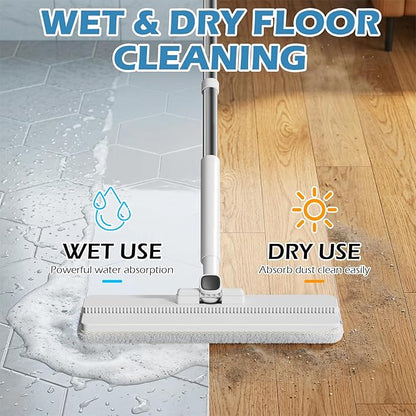 Midyb Mop and Bucket Set, 2026 Upgraded Flat Mop and Bucket System with 2 Pads, Mop Bucket with Wringer Set, Spray Cleaning, Auto Dirty Water Separation Keep Water Fresh, Mops for Floor Cleaning